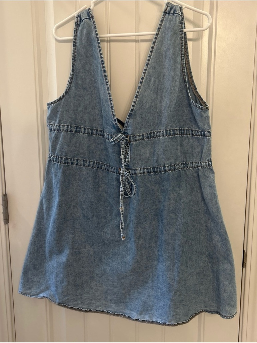 Light Wash Denim V-Neck Dress